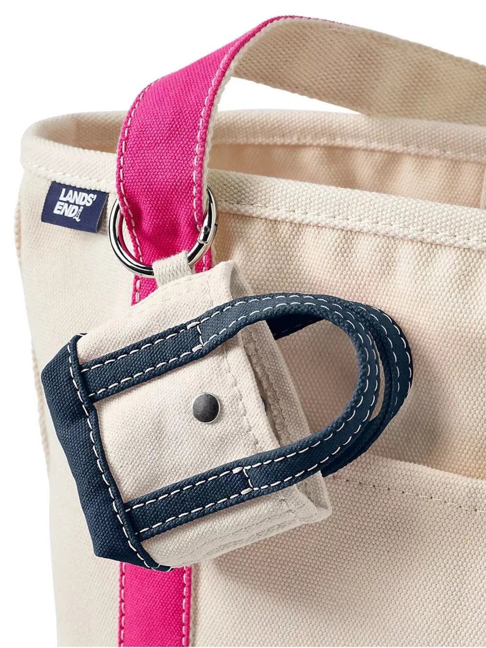 Lands End Micro Canvas Tote Charm Keychain NEW